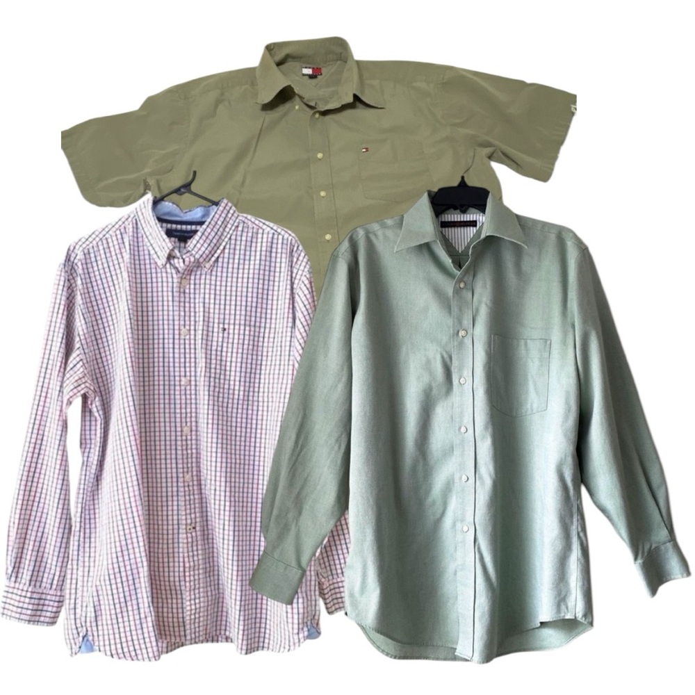 Lot of 3 Tommy Hilfiger  Button Down Shirts Men’s - Flaws - Sizes XL /L /M